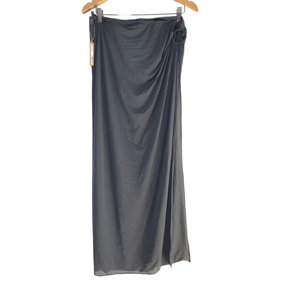 SKIMS Mesh Cover Up Long Sarong Skirt Tonal Ring Gunmetal Gray NWT Size 4X